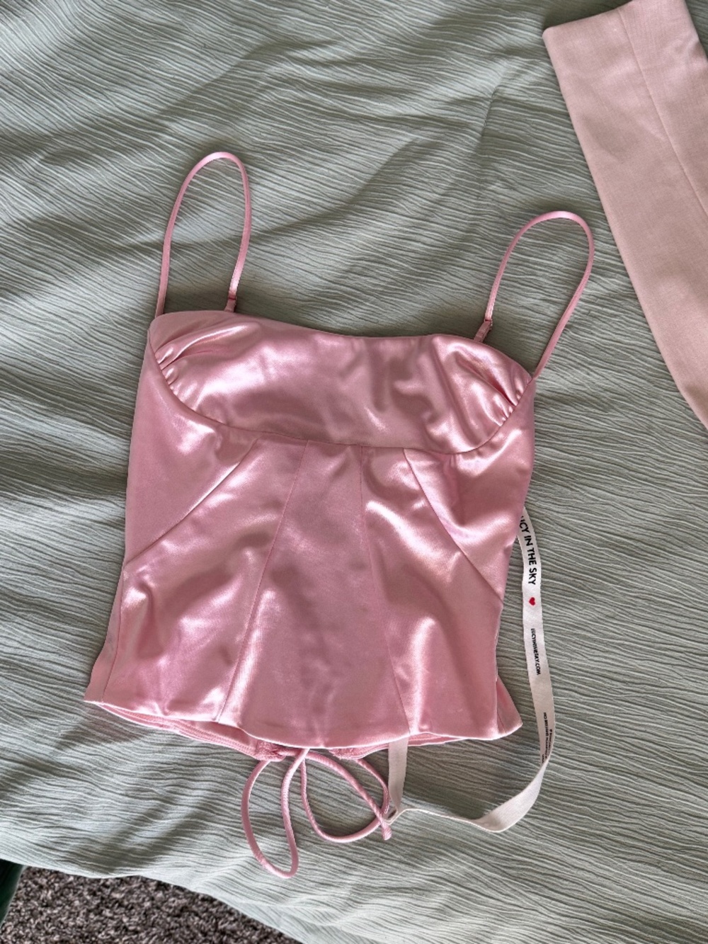 Corset silky pink top